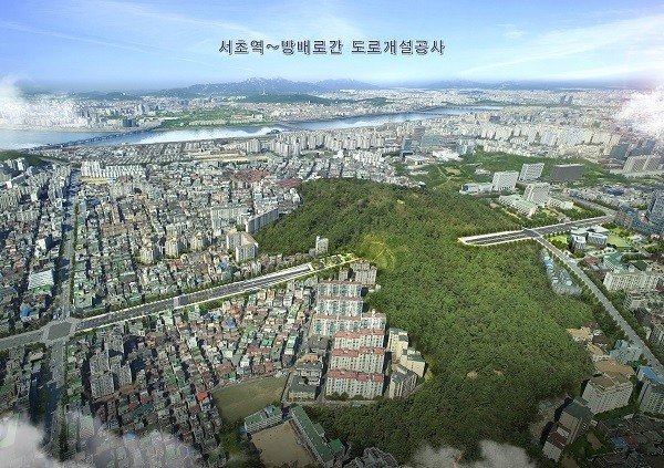 서초역∼방배로간 도로개설공사 조감도.