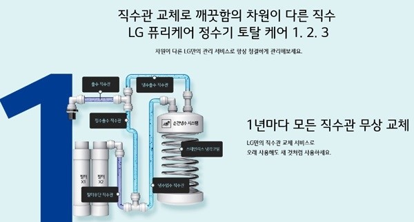 온라인 상의 LG퓨리케어 정수기 광고