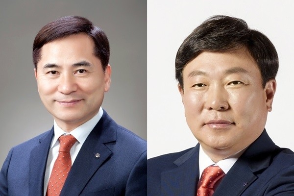 DGB대구은행 차기 은행장 후보인 김경룡(왼쪽) DGB금융지주 회장직무대행과 박명흠(오른쪽) 대구은행 은행장직무대행. (사진=newsis)
